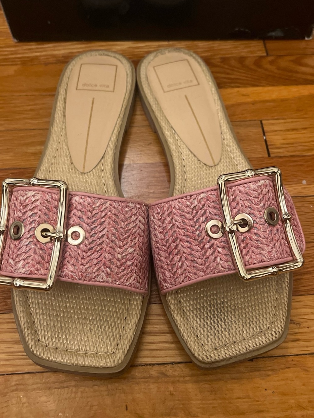 Dolce Vita Pink Woven Buckle Slide Mules